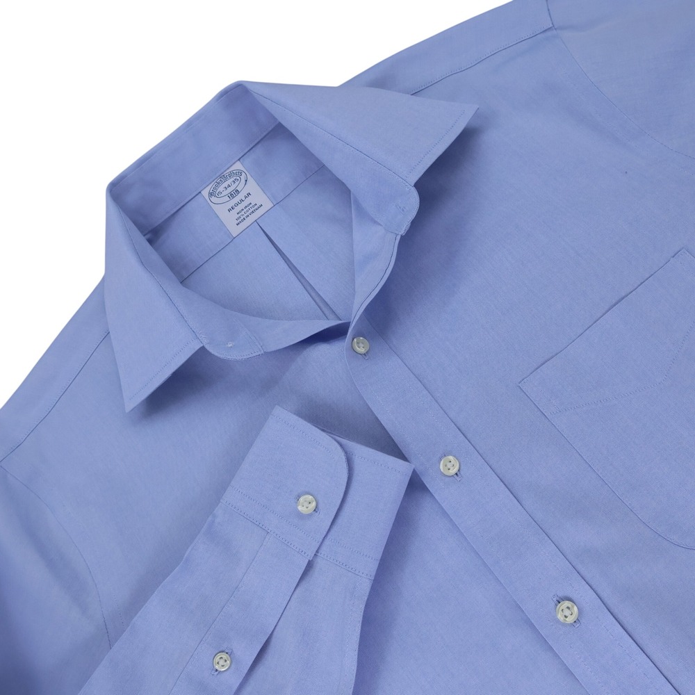 Brooks Brothers 1818 Regular Fit Non-Iron Blue Dress Shirt 15 34/35 NWT